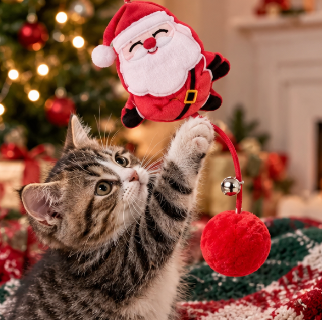 Lot de 6 jouets de Noël en peluche et corde pour chat