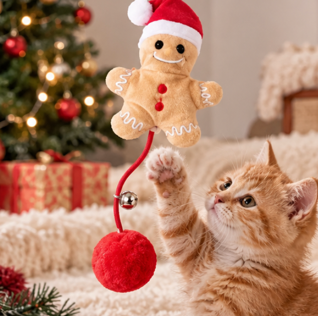 Lot de 6 jouets de Noël en peluche et corde pour chat