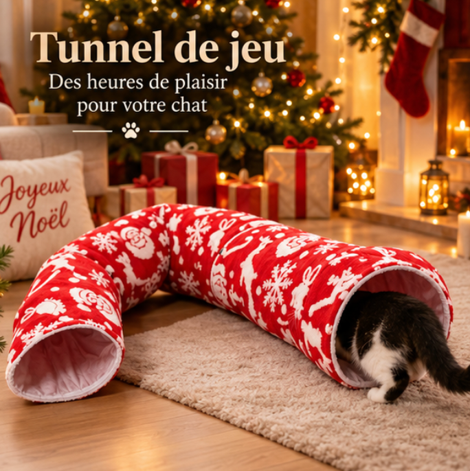 Lit pour chat modulable en tunnel de jeu de Noël