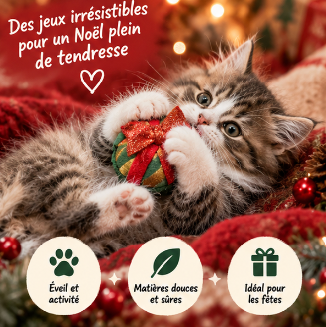 Lot de 9 jouets de Noël en peluche pour chat