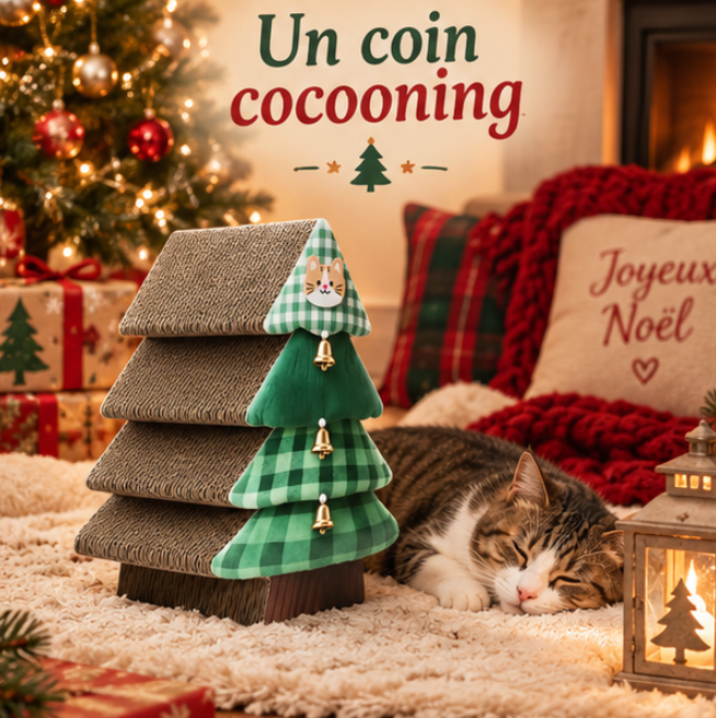 Griffoir sapin de Noël en carton pour chat