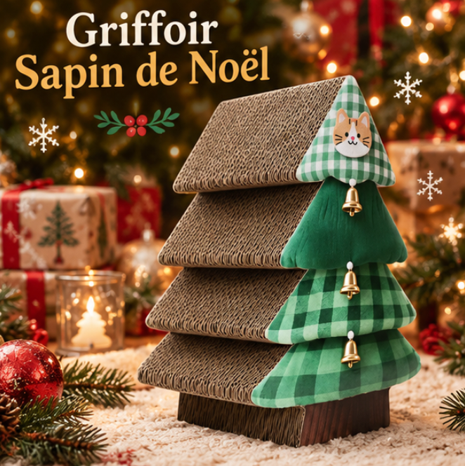 Griffoir sapin de Noël en carton pour chat