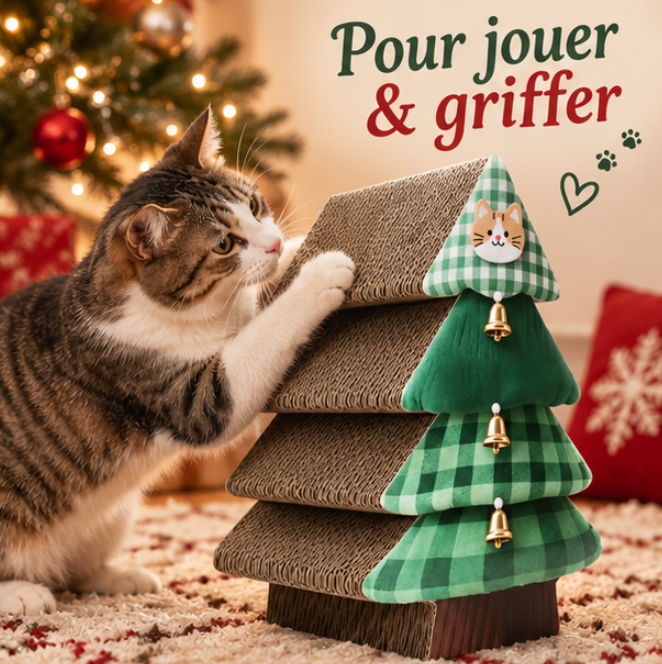 Griffoir sapin de Noël en carton pour chat