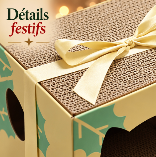 Maisonnette cadeau de Noël avec griffoir pour chat