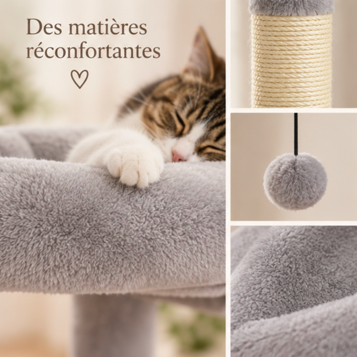 Arbre à chat 5 niveaux avec cadre en métal et grand hamac – 116 cm