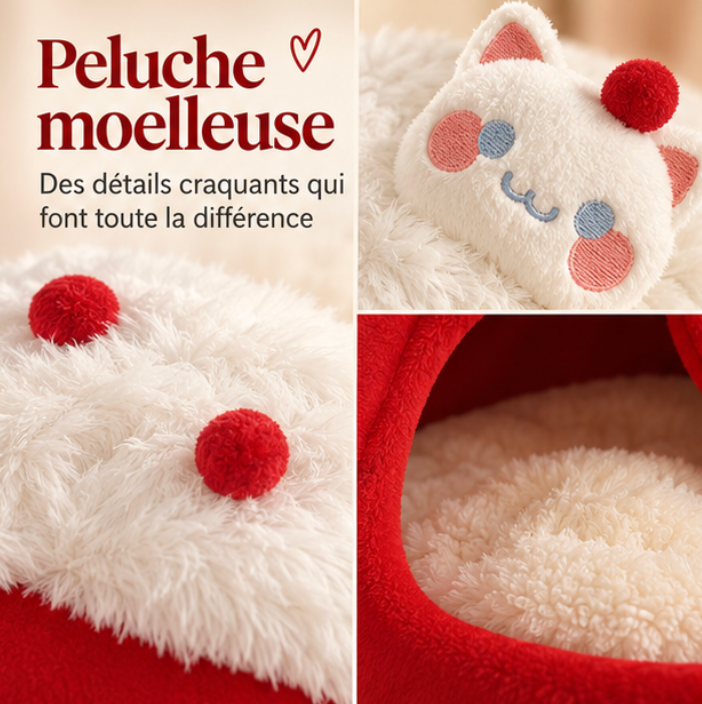 Niche pour chat rouge en forme de gâteau