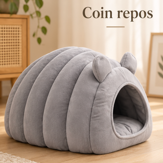 Niche douillette en forme de tunnel pour chat