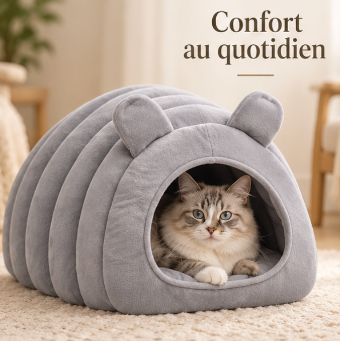 Niche douillette en forme de tunnel pour chat