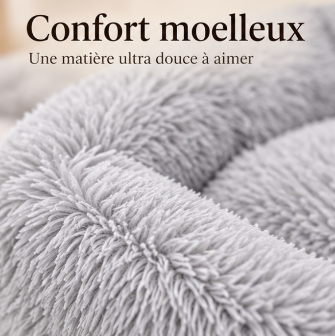 Panier carré en peluche longue pour chat et chien