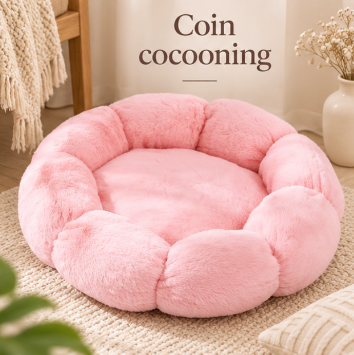 Panier fleur en peluche pour chat et petit chien