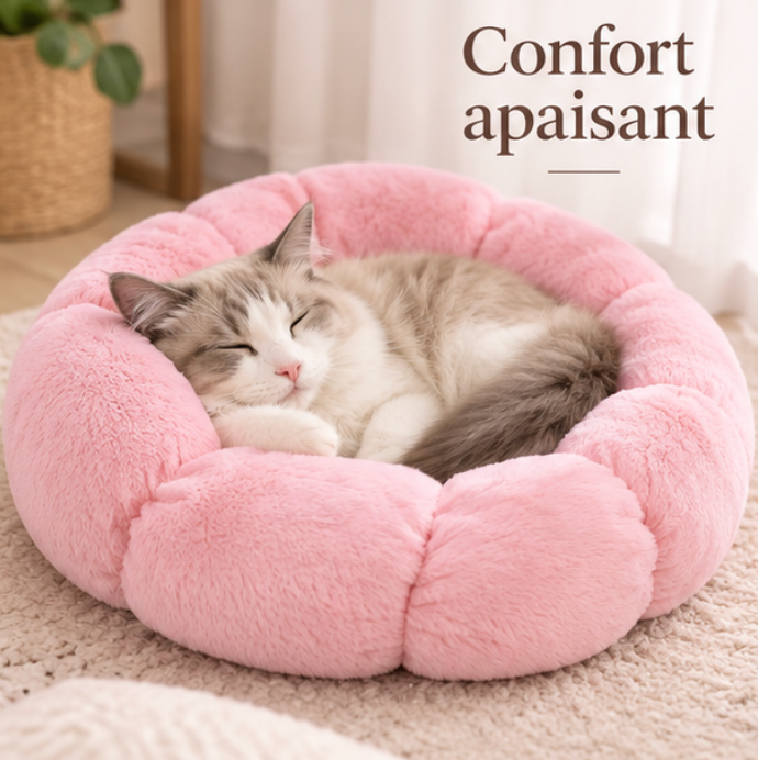 Panier fleur en peluche pour chat et petit chien