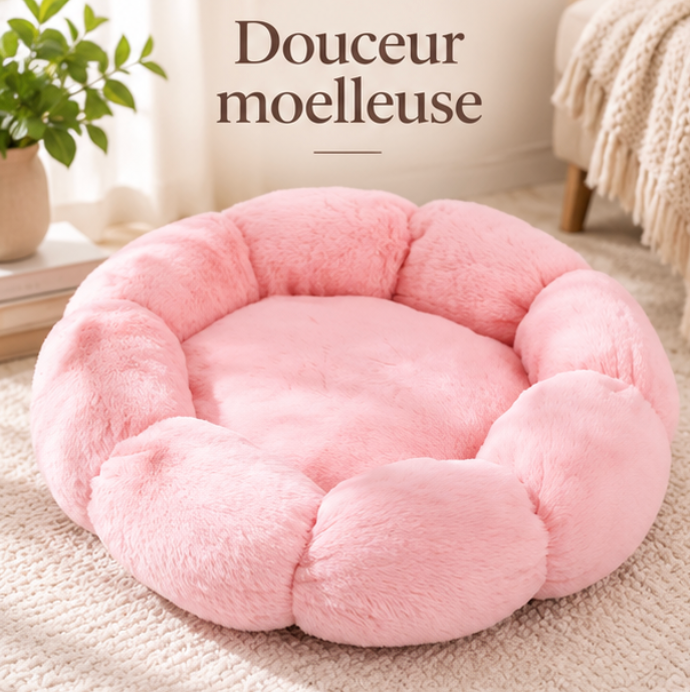 Panier fleur en peluche pour chat et petit chien