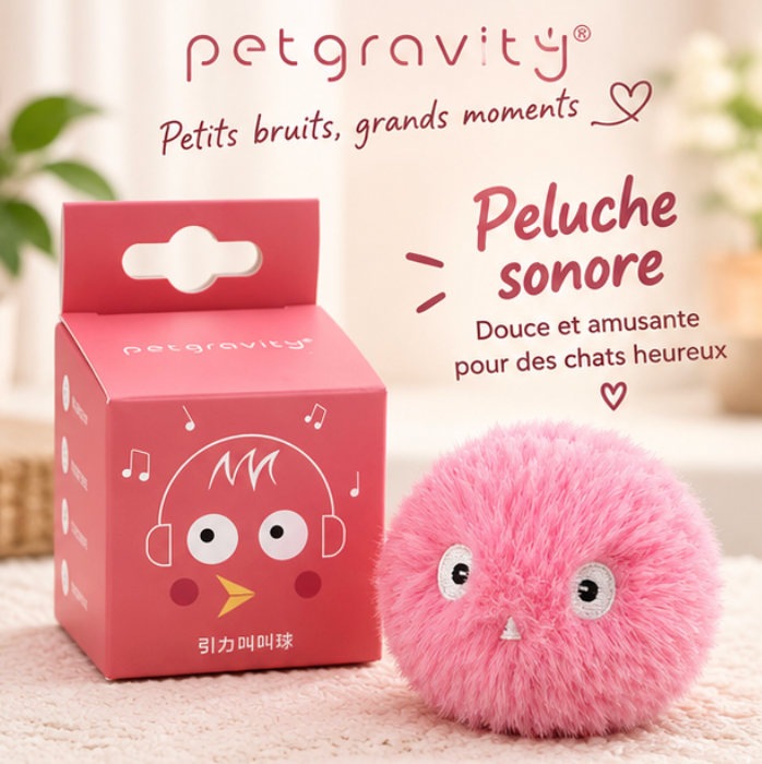 Balle sonore en peluche pour chat avec herbe à chat