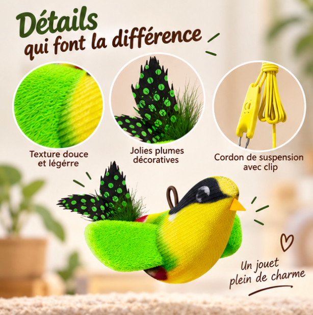 Oiseau sonore à suspendre pour chat
