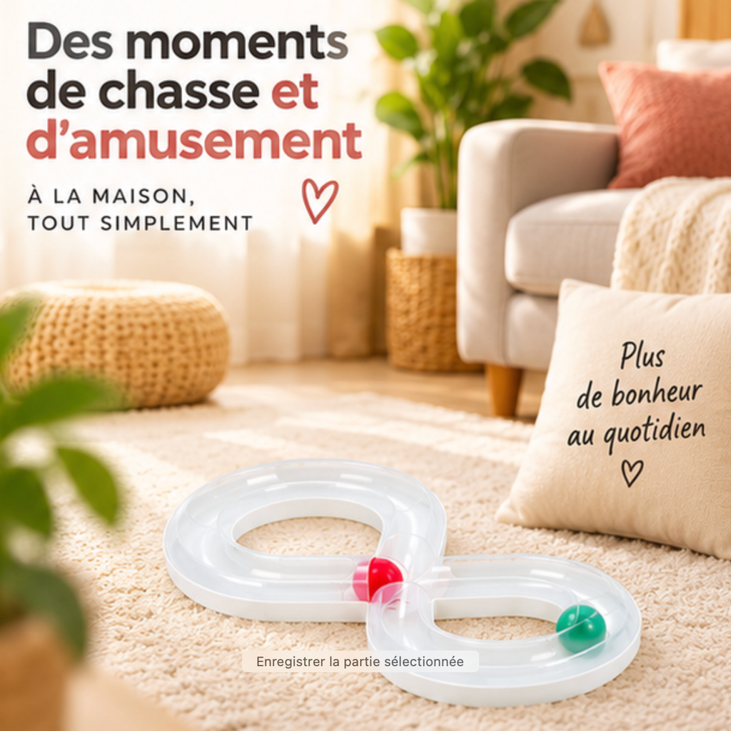 Circuit orbital en forme de 8 avec balles pour chat