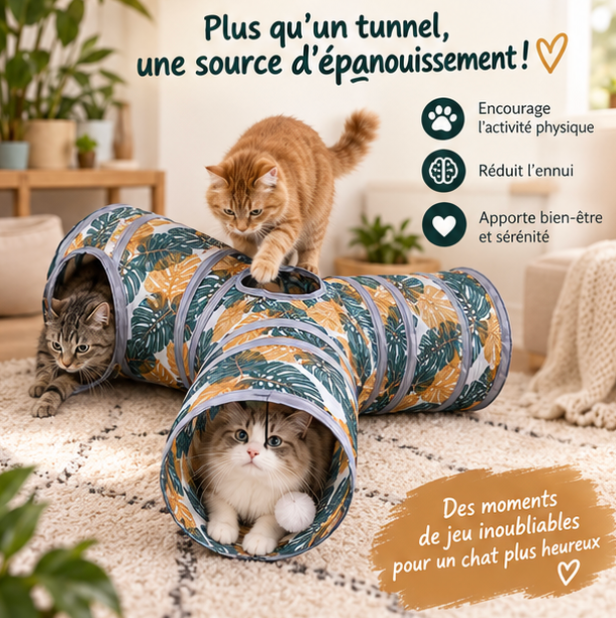 Tunnel pliable en tissu pour chat et petits animaux
