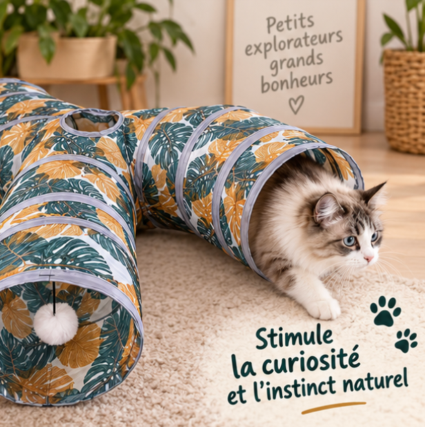 Tunnel pliable en tissu pour chat et petits animaux