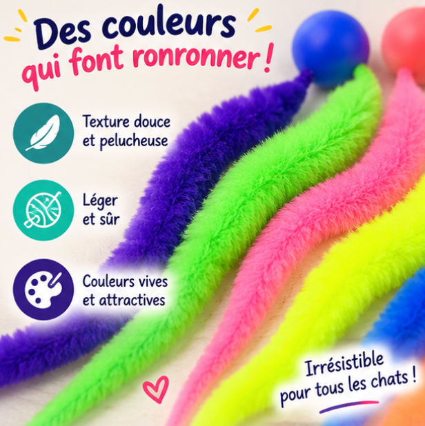 Set de 6 jouets chenille avec balles rebondissantes pour chat