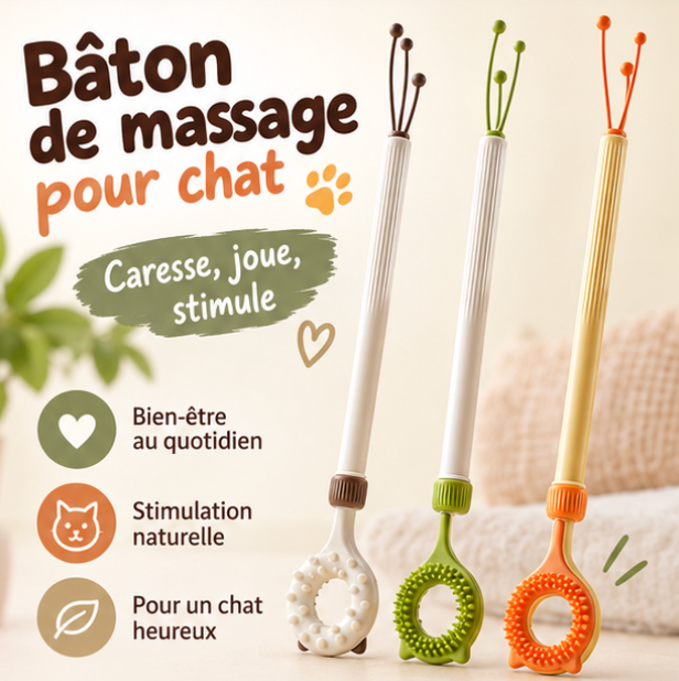 Baguette de jeu rétractable et massante pour chat