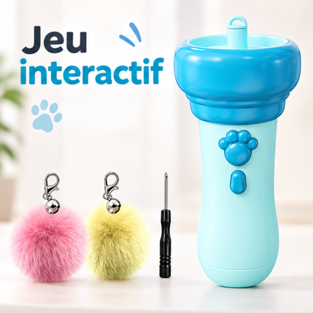 Jouet électrique à pompons rétractables pour chat