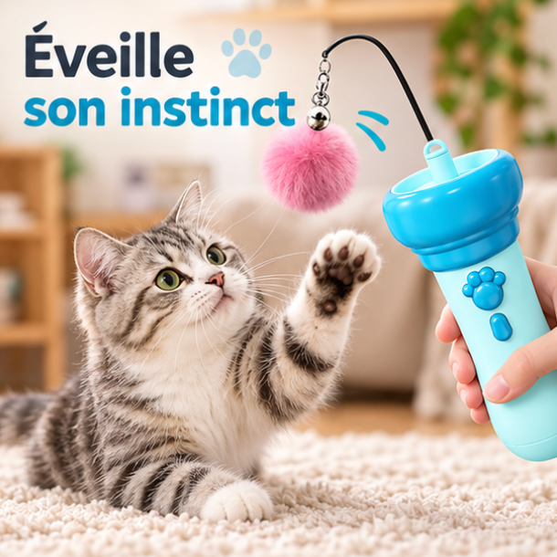 Jouet électrique à pompons rétractables pour chat
