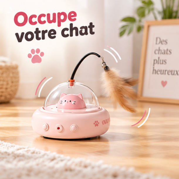 Jouet automatique 3-en-1 avec plume et laser pour chat