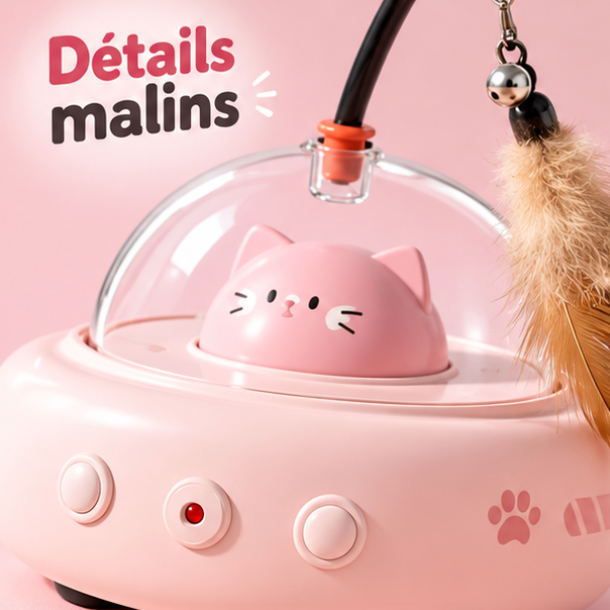 Jouet automatique 3-en-1 avec plume et laser pour chat