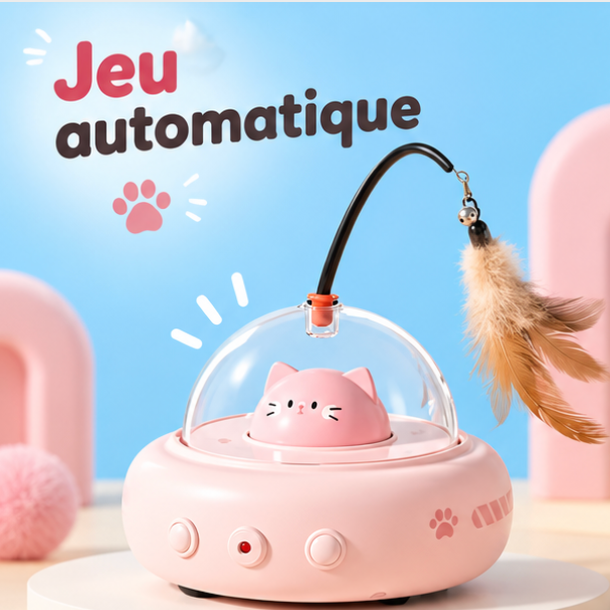 Jouet automatique 3-en-1 avec plume et laser pour chat