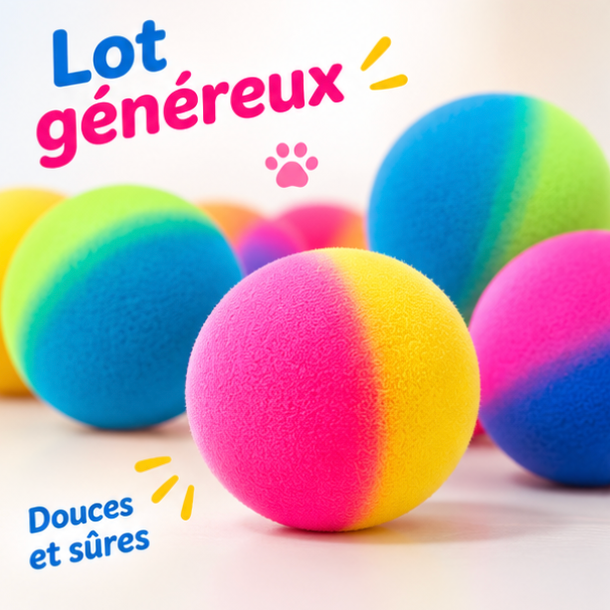 Lot de 10 balles rebondissantes multicolores pour chat