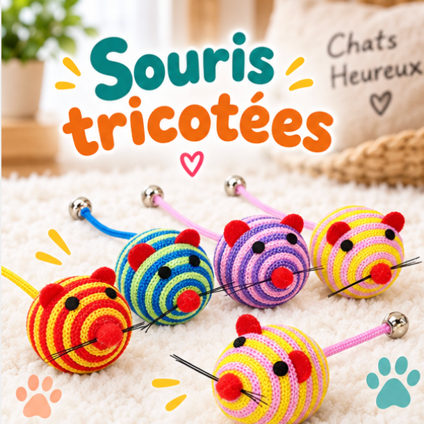 Jouet souris en corde pour chat