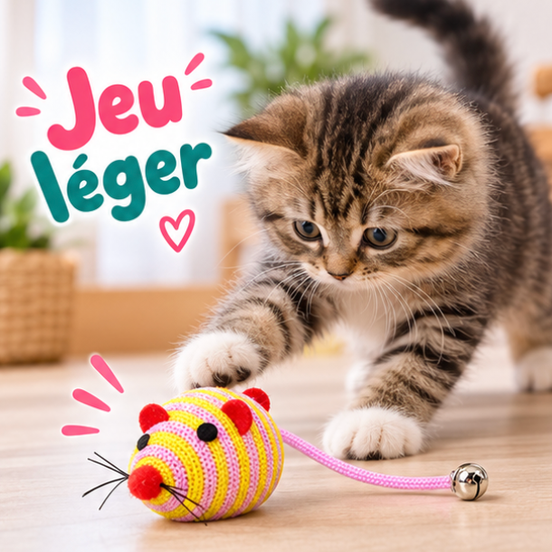 Jouet souris en corde pour chat