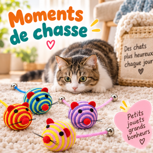 Jouet souris en corde pour chat