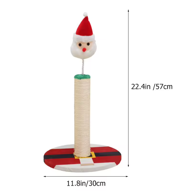 Griffoir de Noël pour chat avec Père Noël sur ressort