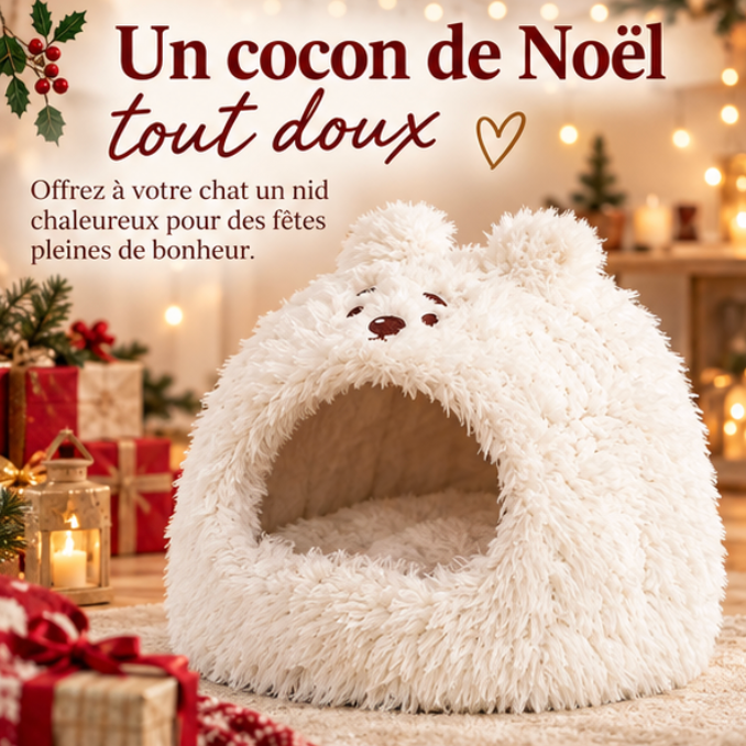 Niche Noël douillette en peluche pour chat