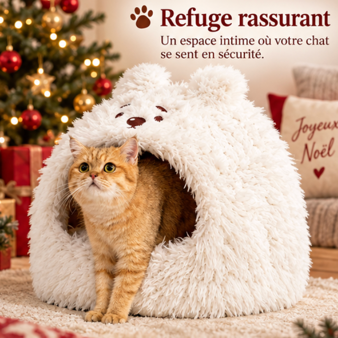 Niche Noël douillette en peluche pour chat