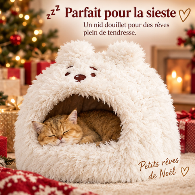 Niche Noël douillette en peluche pour chat