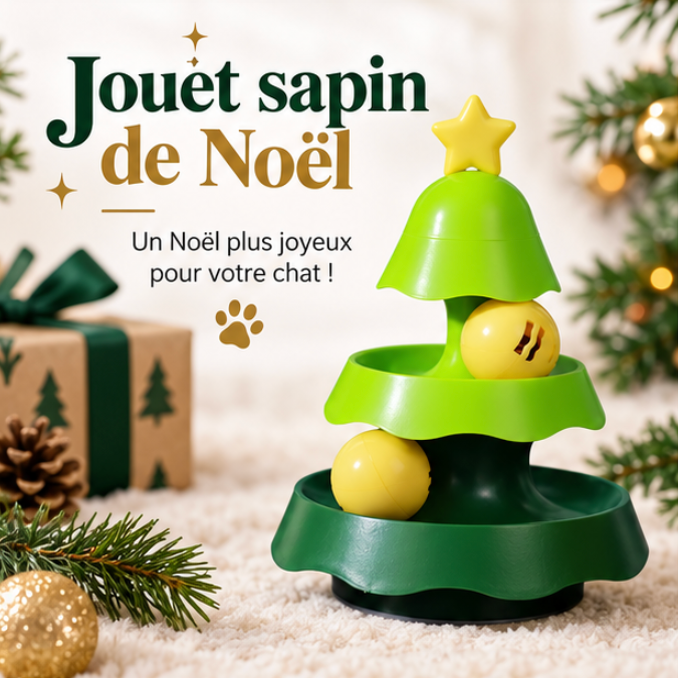 Jouet pour chat sapin de Noël avec circuit à balles