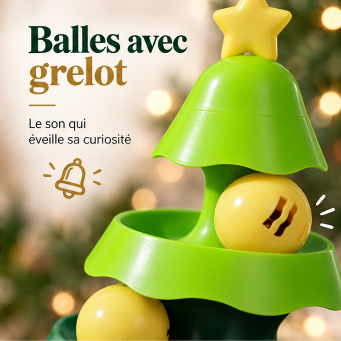Jouet pour chat sapin de Noël avec circuit à balles
