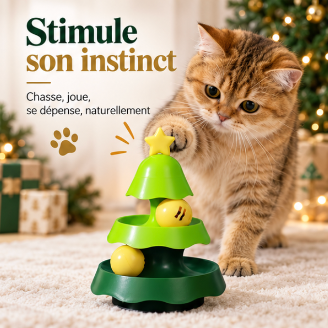 Jouet pour chat sapin de Noël avec circuit à balles