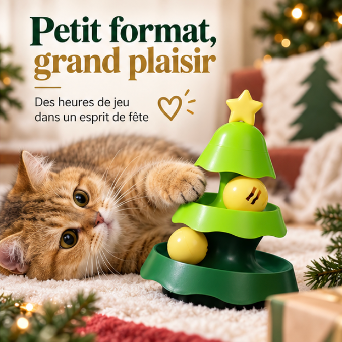 Jouet pour chat sapin de Noël avec circuit à balles