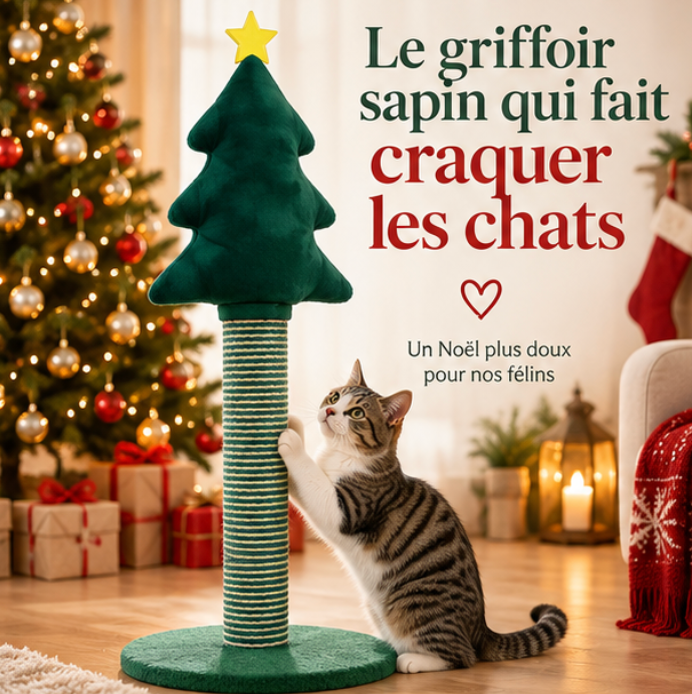 Griffoir pour chat sapin de Noël en sisal – 58 cm