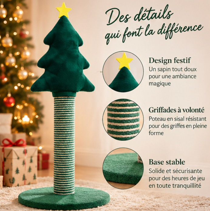 Griffoir pour chat sapin de Noël en sisal – 58 cm