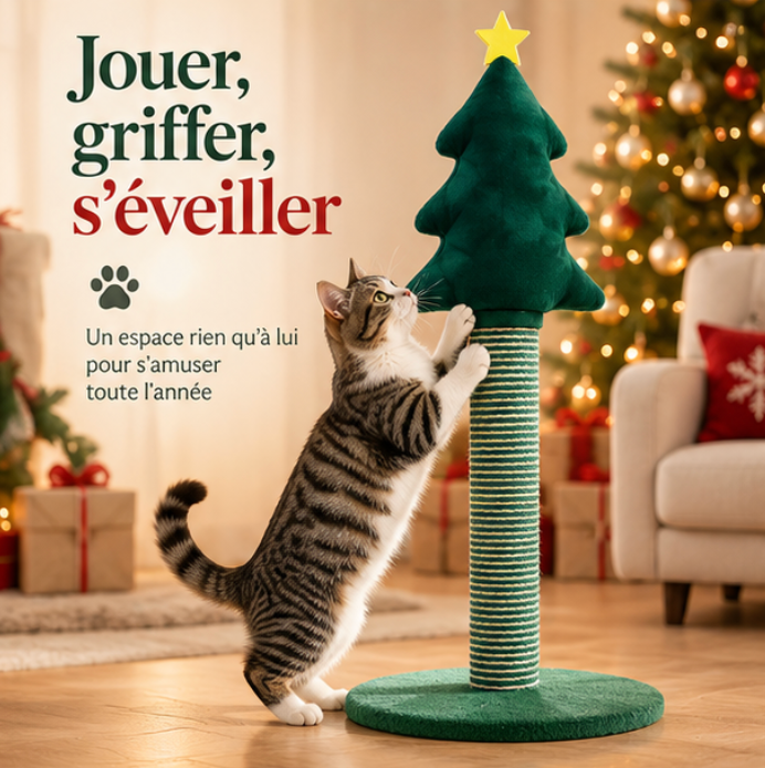 Griffoir pour chat sapin de Noël en sisal – 58 cm