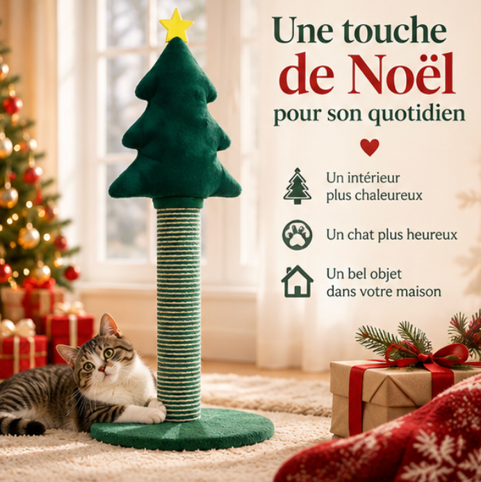 Griffoir pour chat sapin de Noël en sisal – 58 cm