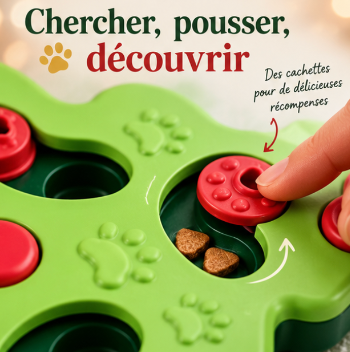 Jouet puzzle de Noël pour chat avec cachettes à friandises