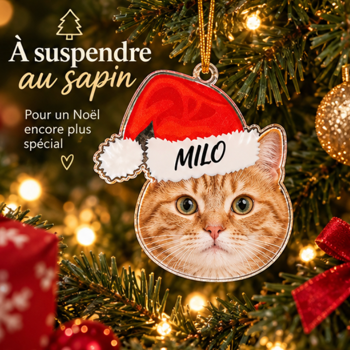 Décoration de Noël personnalisée avec photo et nom de votre animal