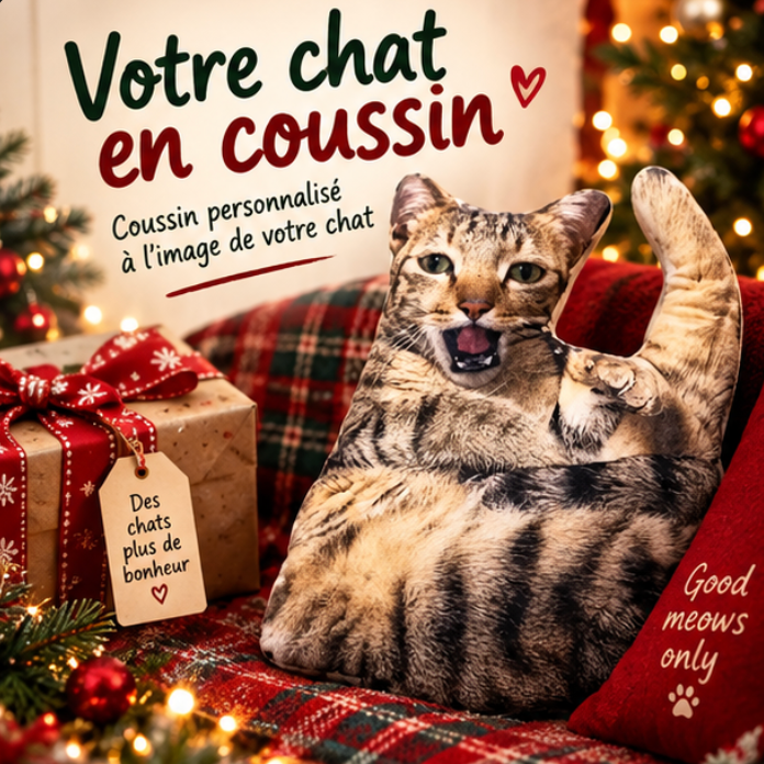 Coussin personnalisé avec photo de votre chat ou chien