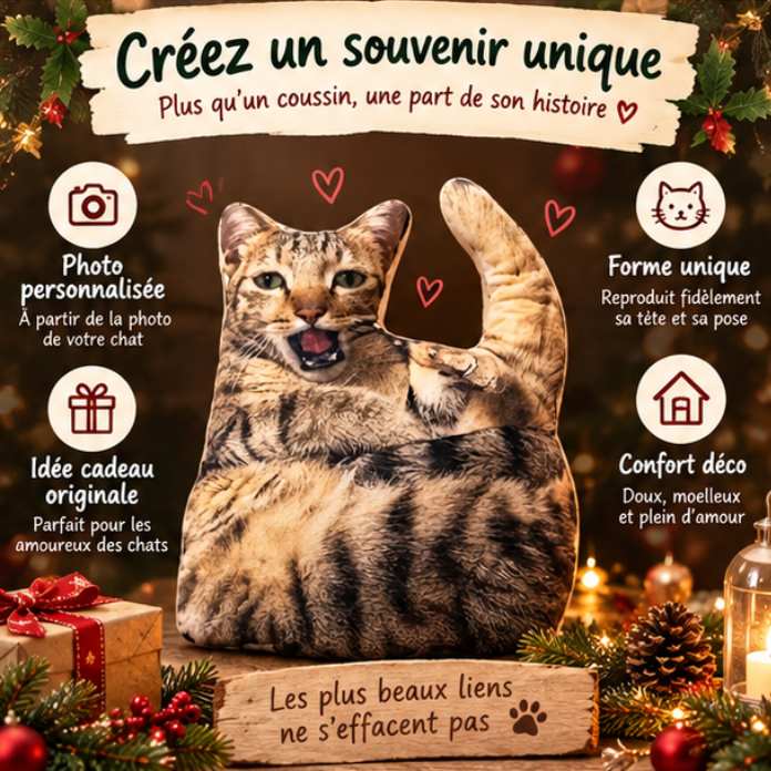 Coussin personnalisé avec photo de votre chat ou chien