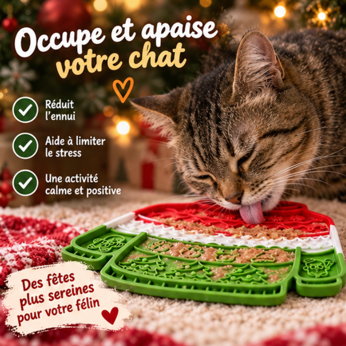 Tapis de léchage pour chat en silicone – Pull de Noël
