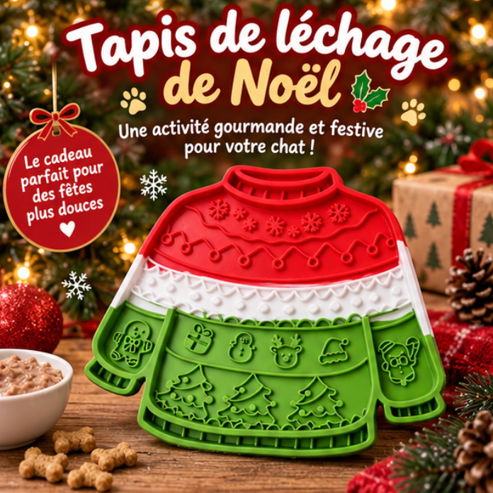Tapis de léchage pour chat en silicone – Pull de Noël